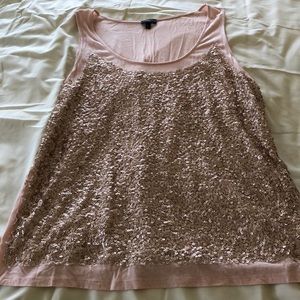 Sequined pale pink tank top